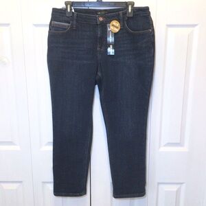Lee Womens Modern Fit Dark Wash Girlfriend Crop Jeans Size 12M-Irregular